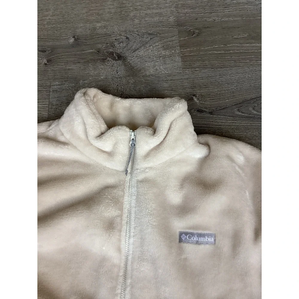 Columbia Womens Fleece Size XL Jacket Plush Very Soft Full Zip Cream Coat